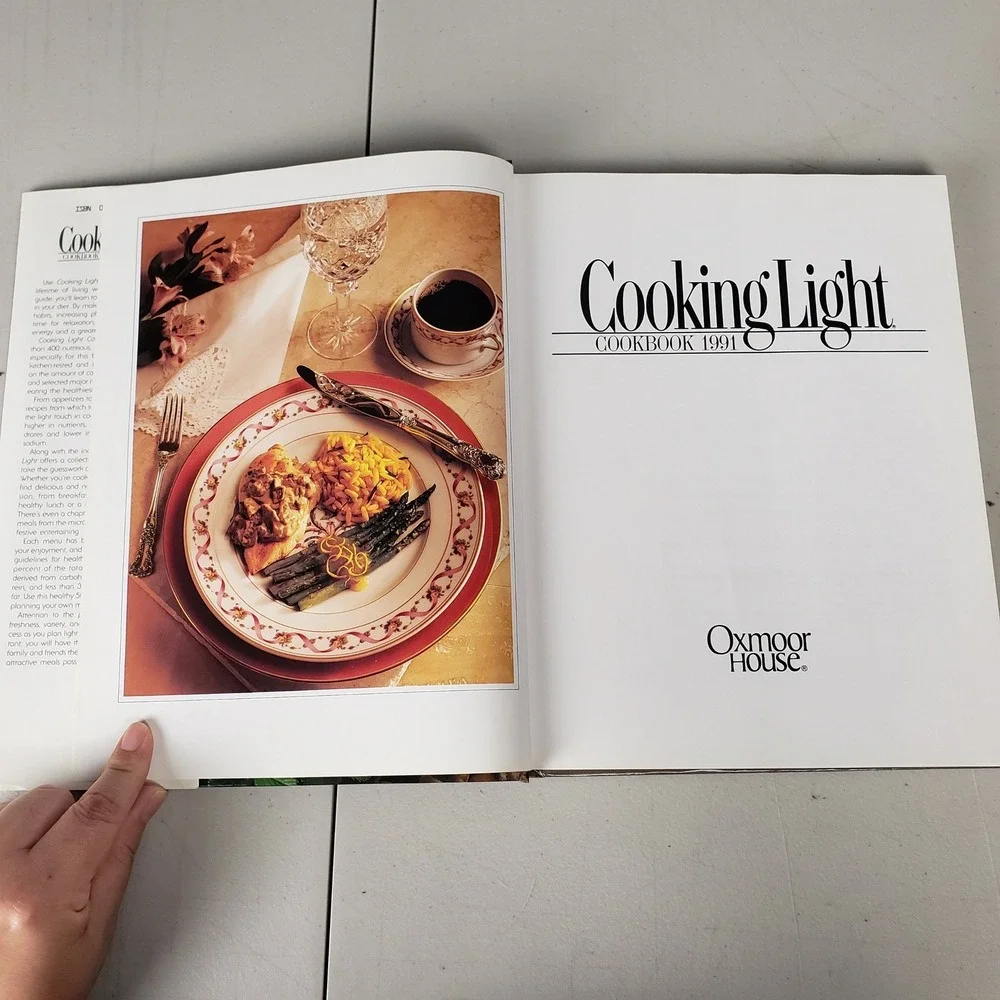 Cooking Light Cookbook 1991 Hardcover Oxmoor House Healthy Recipes Vintage 90s
